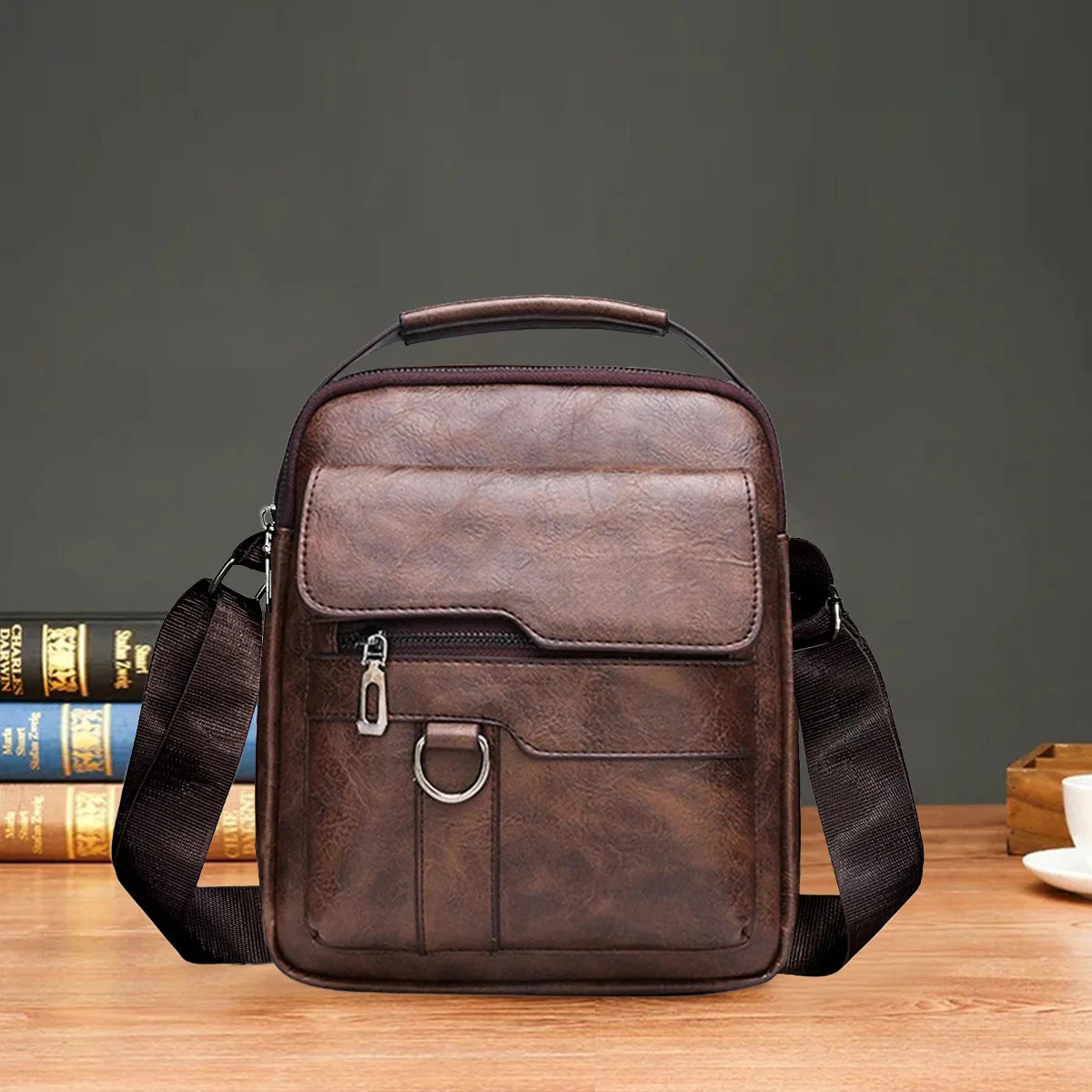 2024 Vintage Men Crossbody Bag Leather